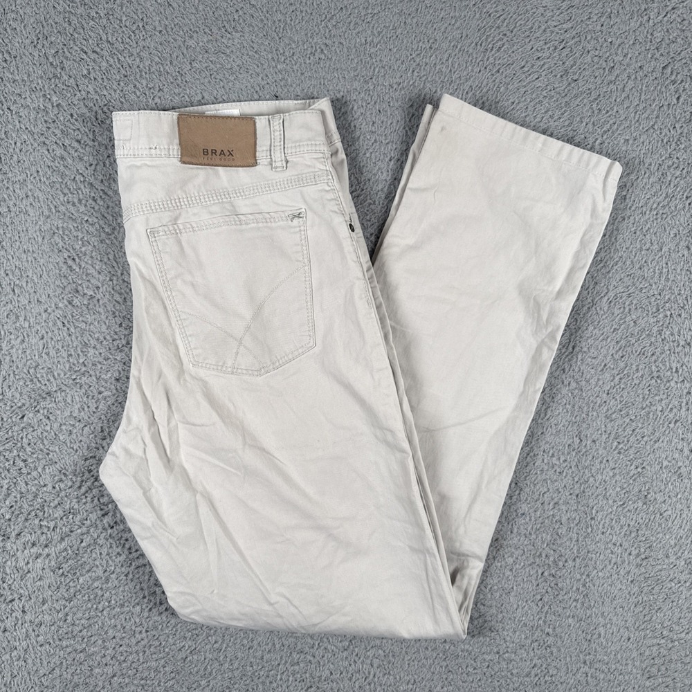 BRAX Feel Good Cooper Fancy Pants Mens 33x34 (32x30) Cream 5-Pocket